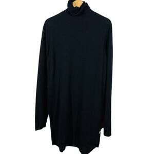 ONE Sweater Dress Long Sleeve Knit Casual Black Mock Neck Modest Capsule - M